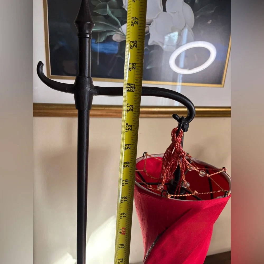 Sale🔥🔥🔥Pottery Barn Medina Moroccan Style Table Lamp With Maroon Fabric Shade - Picture 9 of 10